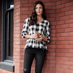 Matilda Jane Good Heart Belmont XS Buffalo Check top - NWT